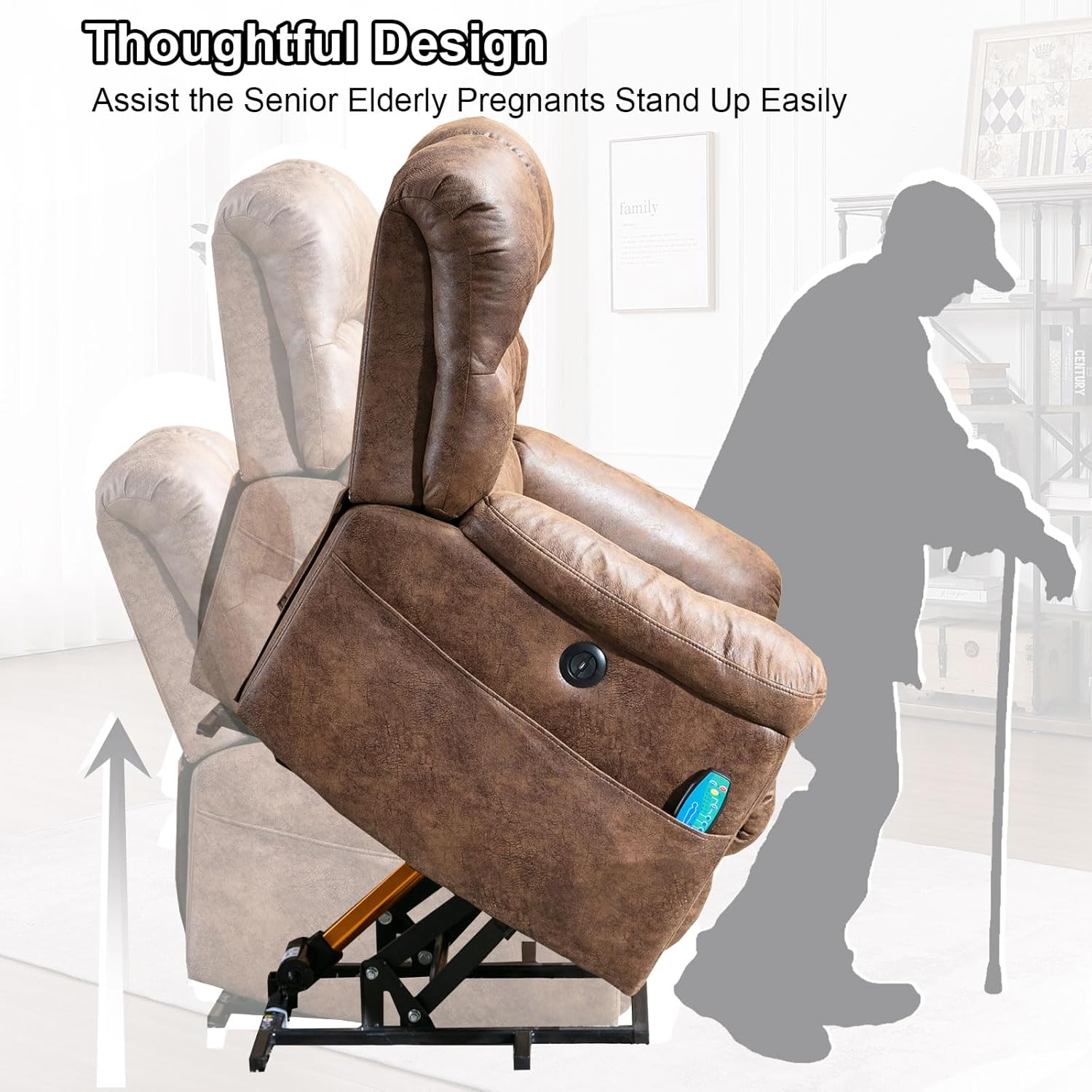 Power Lift Recliner Chair with Massage and Heat for Living Room