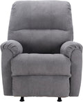 Manual Rocker Recliner Chair with Overstuffed Backrest - Grey