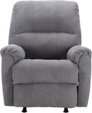 Manual Rocker Recliner Chair with Overstuffed Backrest - Grey