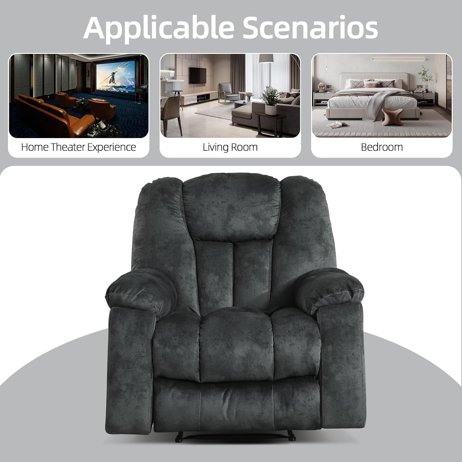 Manual Recliner Chair with Massage and Heat for Living Room