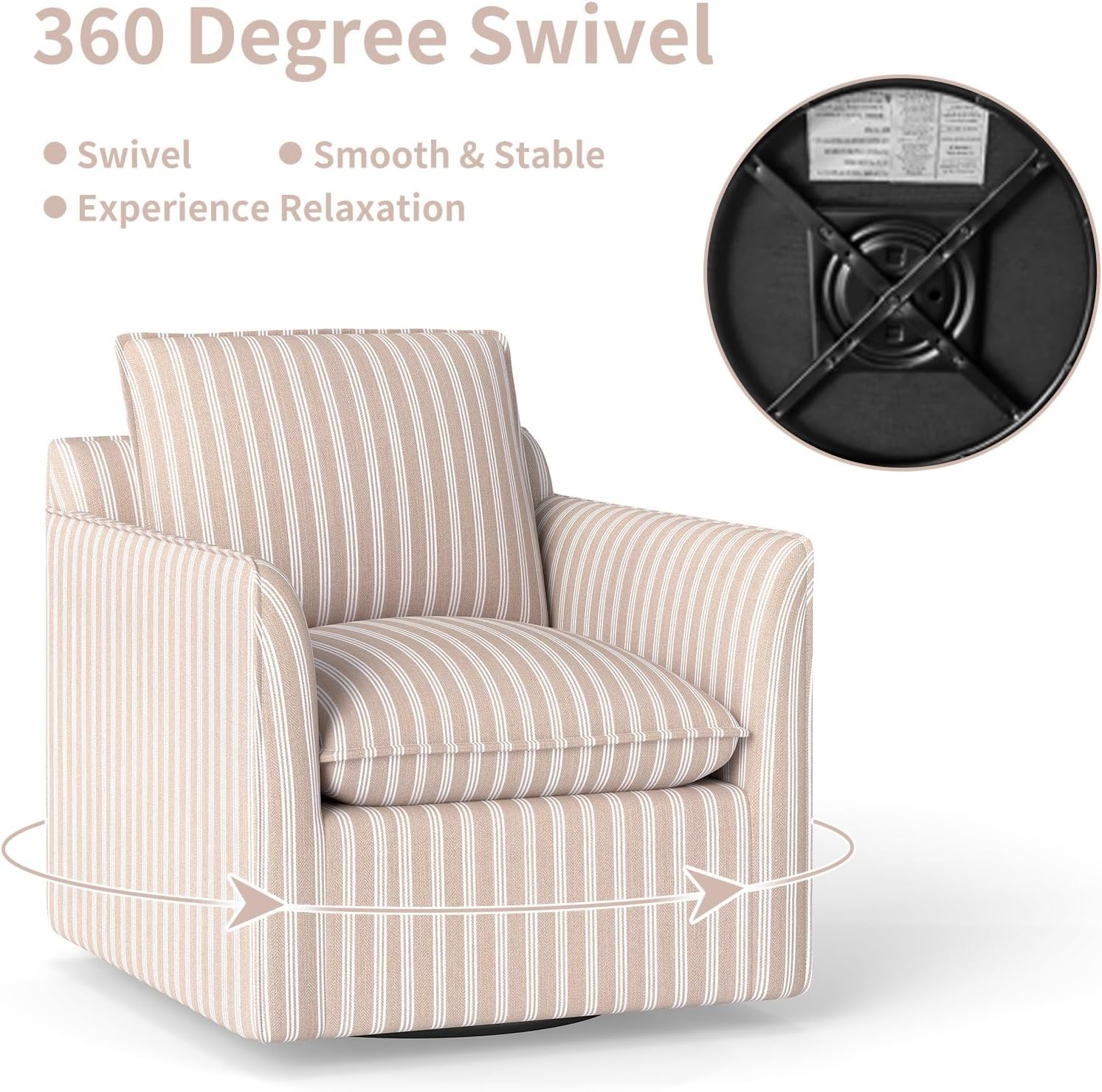 Swivel Accent Chair Upholstered Armchair for Living Room