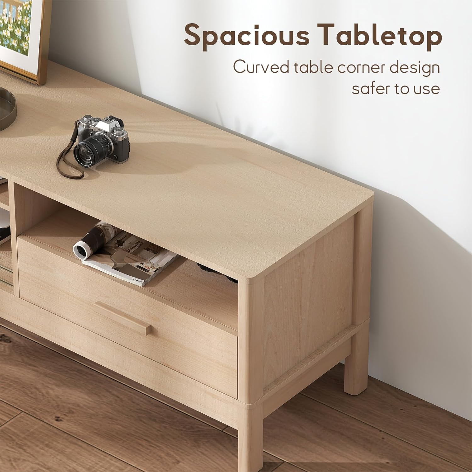 Modern TV Stand with Sliding Doors for Up to 75" TVs