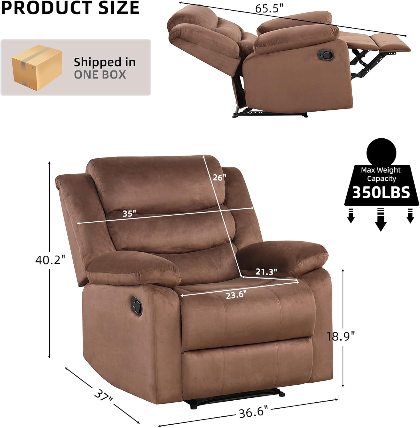 Manual Fabric Recliner Chair for Living Room