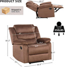 Manual Fabric Recliner Chair with Adjustable Backrest - Brown