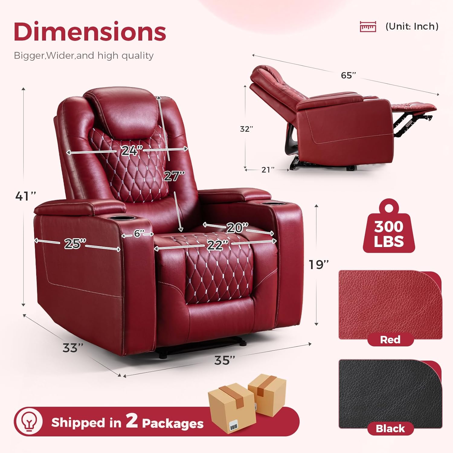 Power Recliner Chair with USB and Cup Holders for Living Room