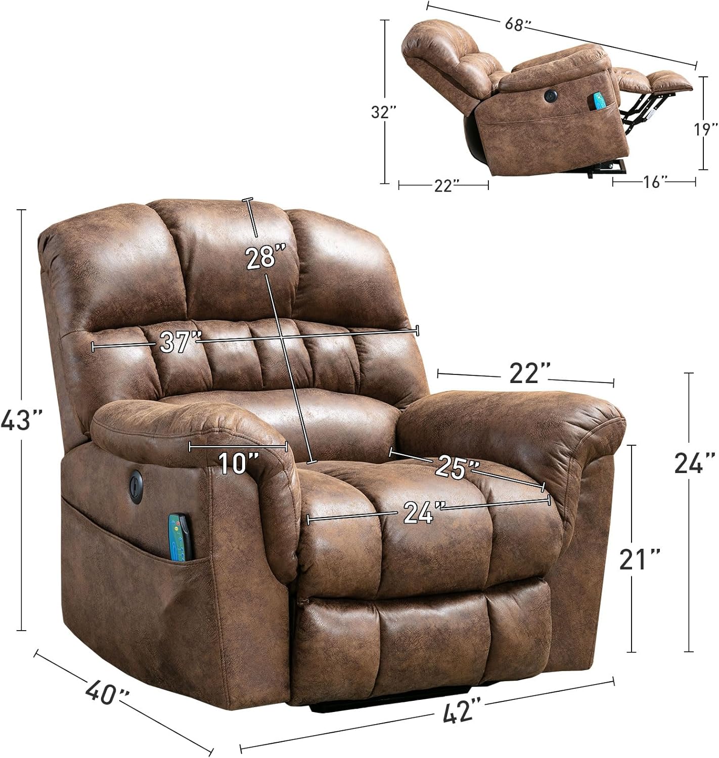 Power Lift Recliner Chair with Massage and Heat for Living Room