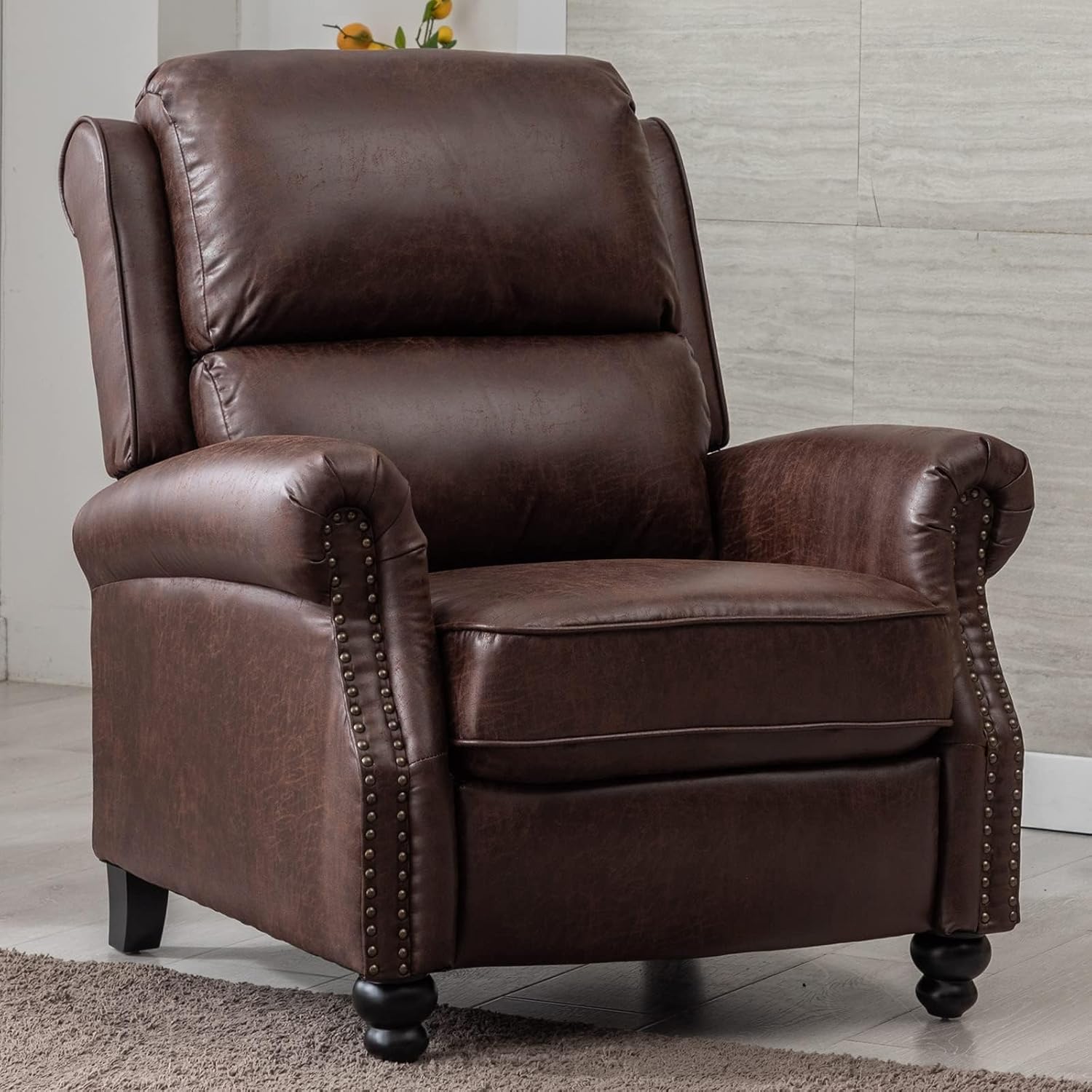 Pushback Recliner Armchair with Rivet for Living Room