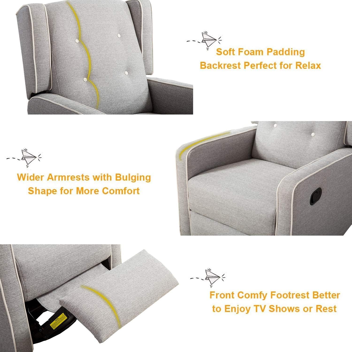 Manual Swivel Rocker Recliner Chair for Living Room