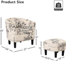 Modern Accent Chair with Ottoman - White Floral