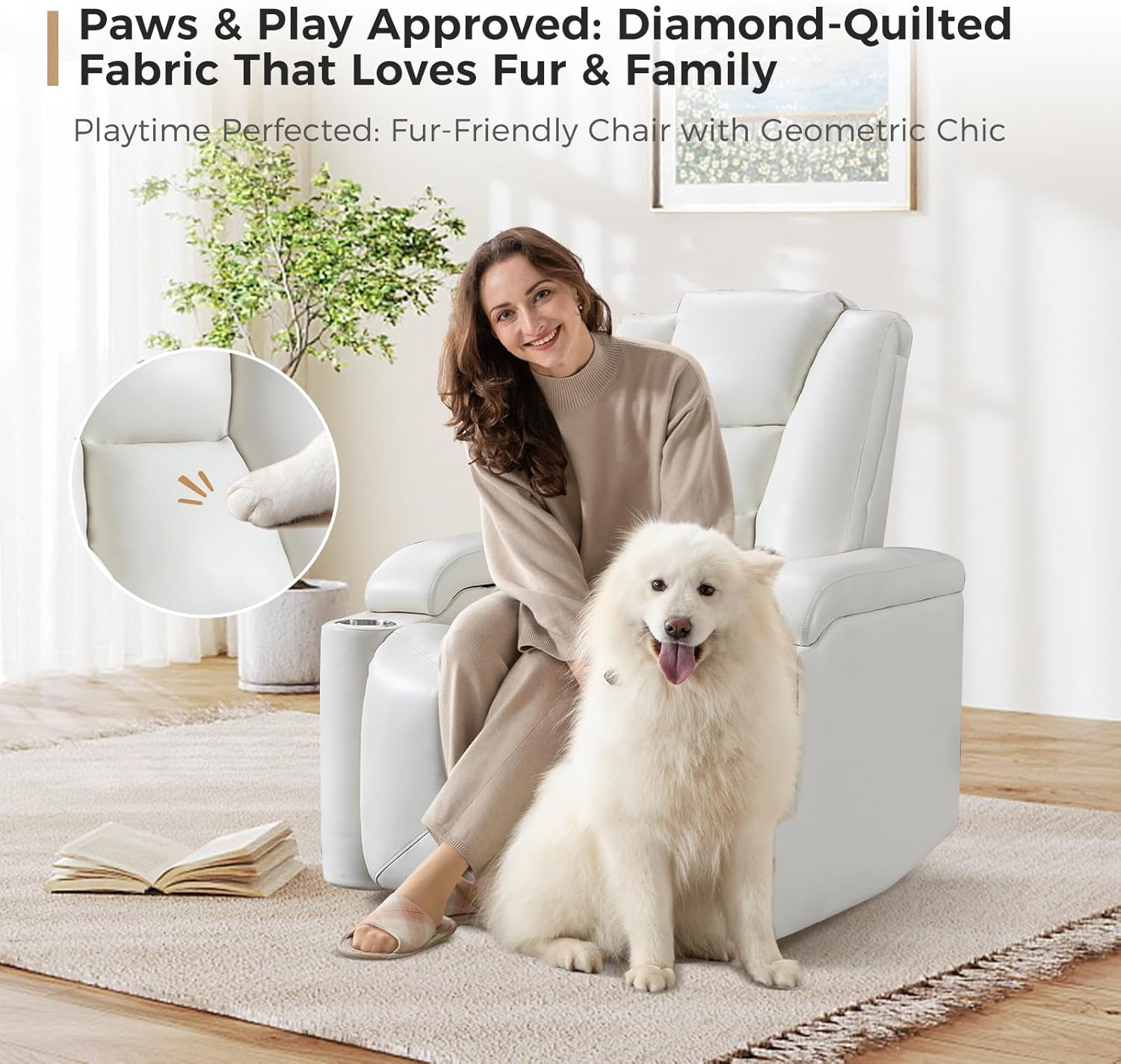 Power Recliner Chair with USB and Cup Holders for Living Room