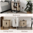 Mid-Century Side Coffee Table with Charging Station - Oak