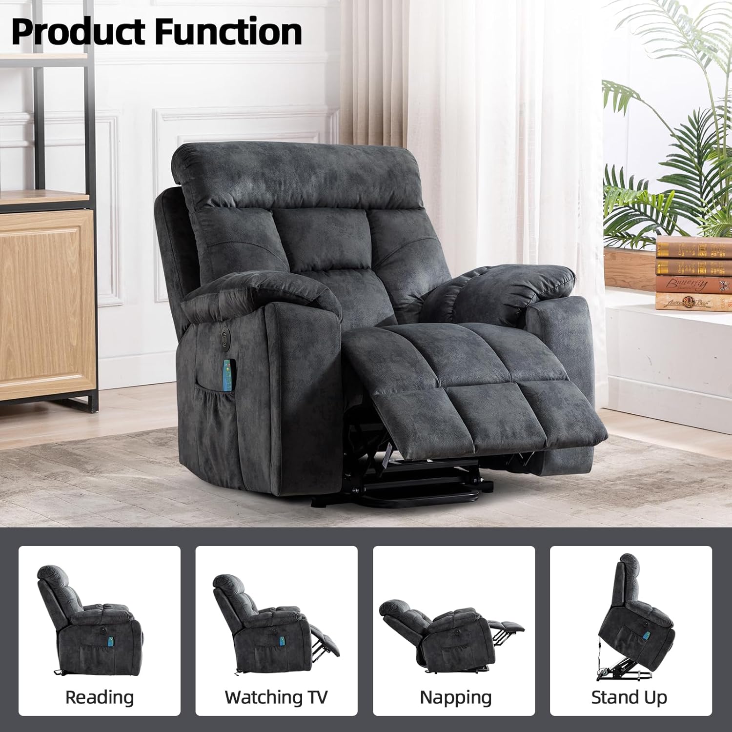 Power Lift Recliner Chair with Massage and Heat for Living Room