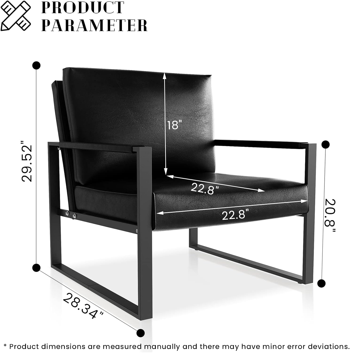 Fixed Accent Armchair Upholstered Chair for Living Room