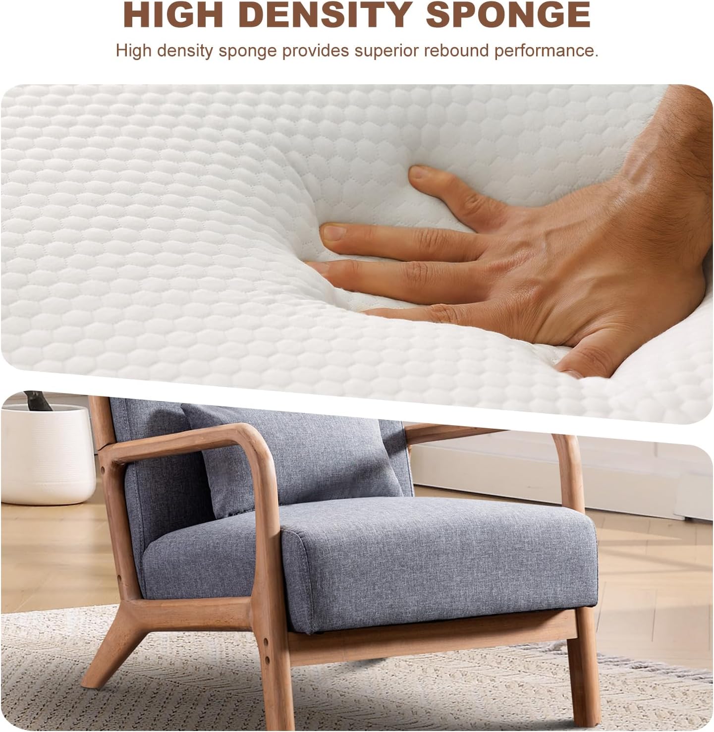 Mid Century Accent Chair Upholstered Armchair for Living Room