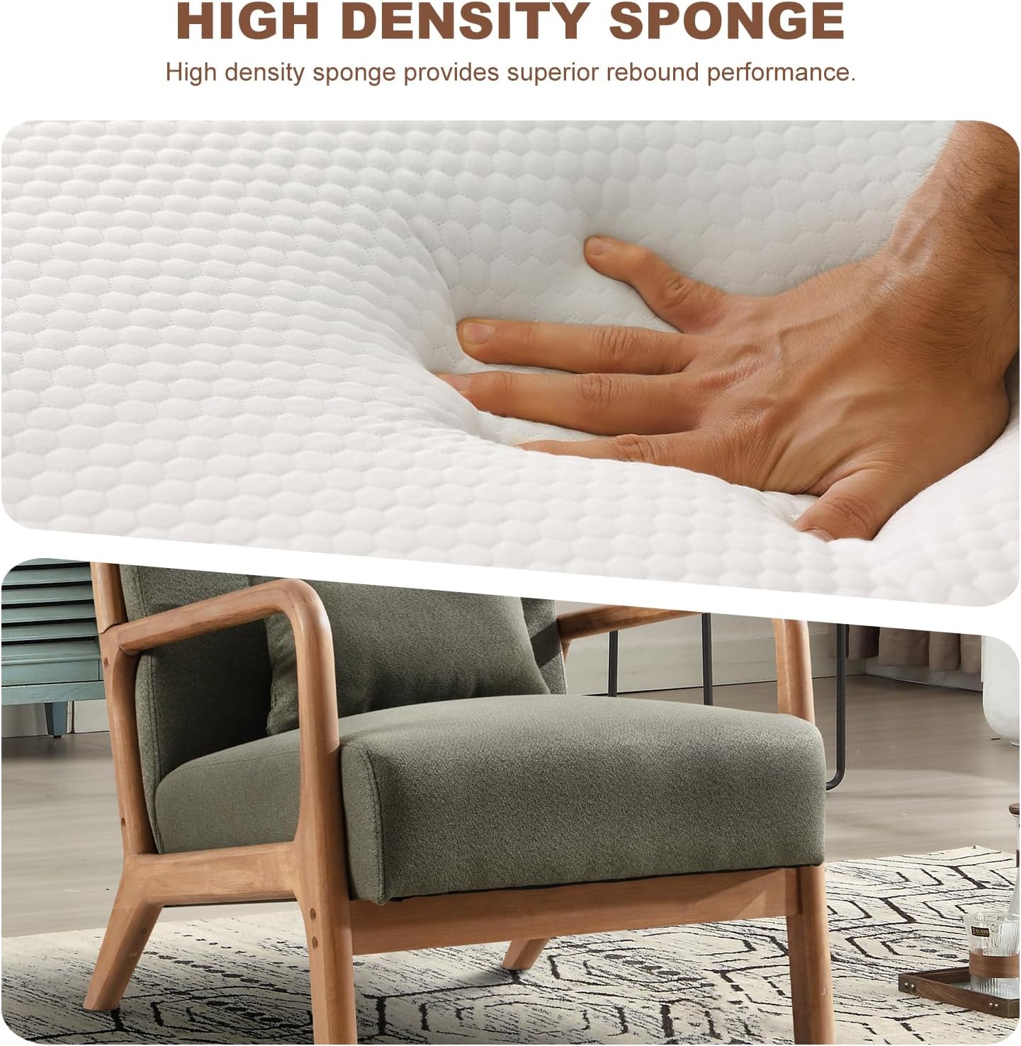 Mid Century Accent Chair Upholstered Armchair for Living Room