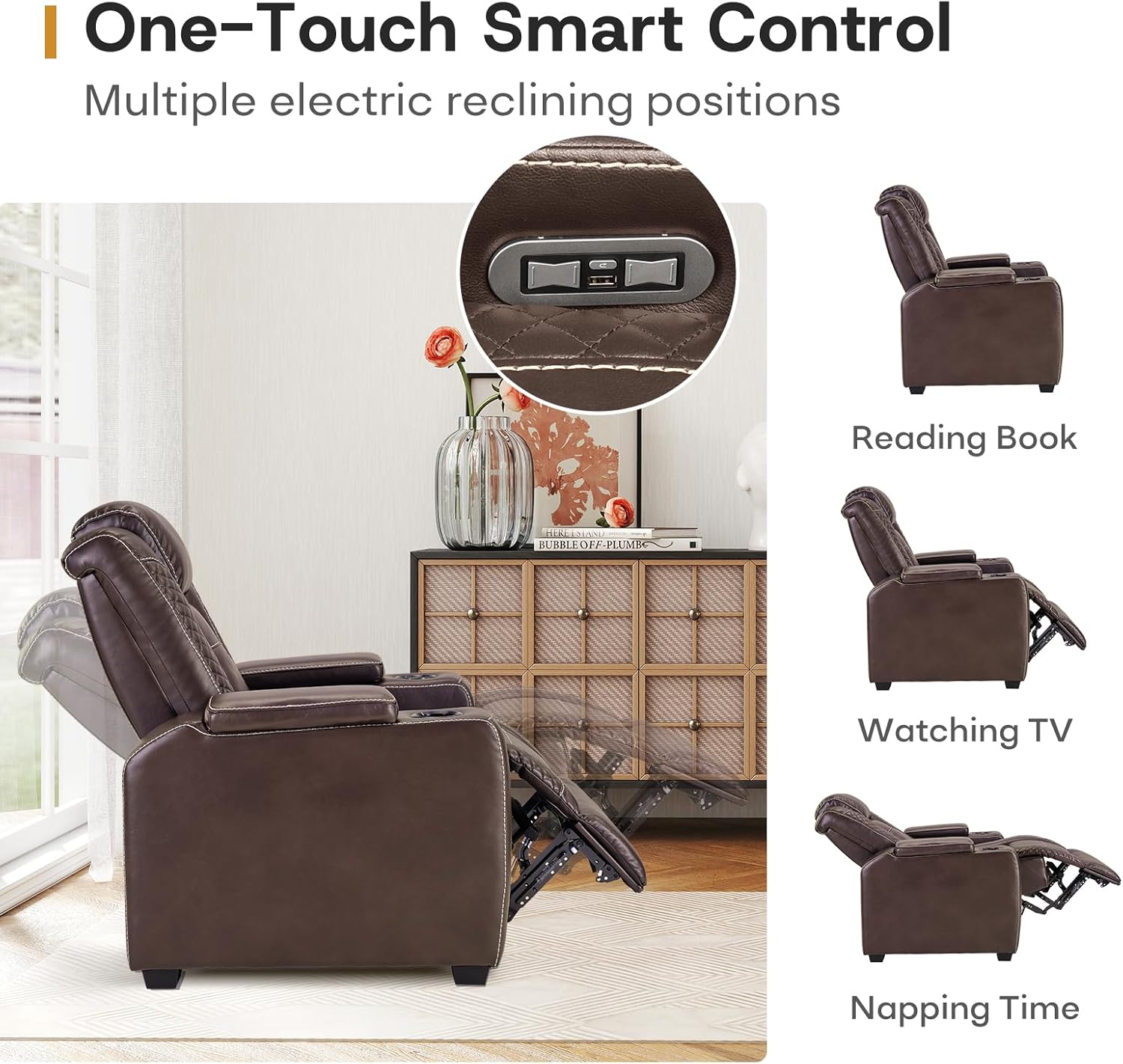 Power Recliner Home Theater Chair with LED for Living Room