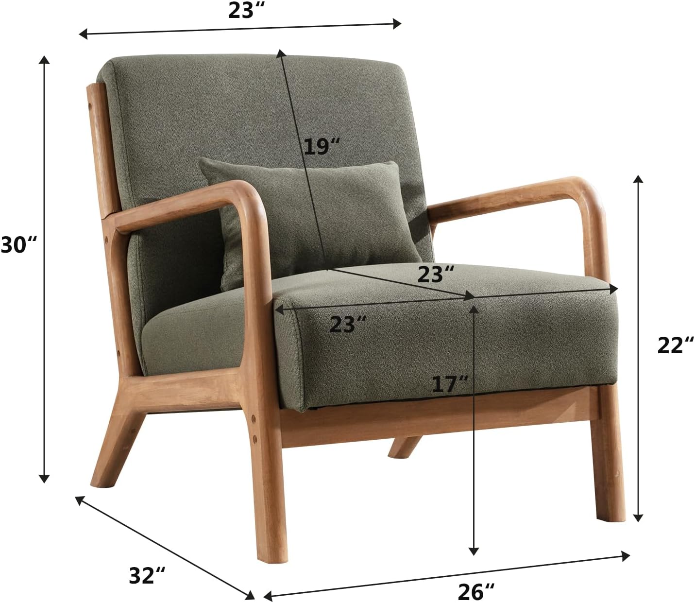 Mid Century Accent Chair Upholstered Armchair for Living Room