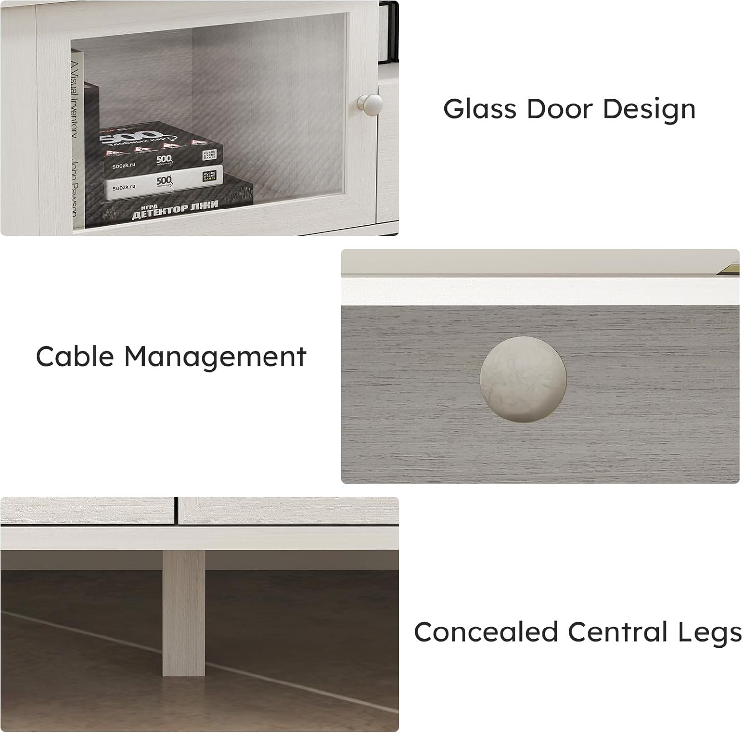 Modern TV Stand with Glass Doors for 65–70" TVs