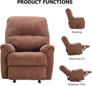 Manual Rocker Recliner Chair with Overstuffed Backrest - Brown
