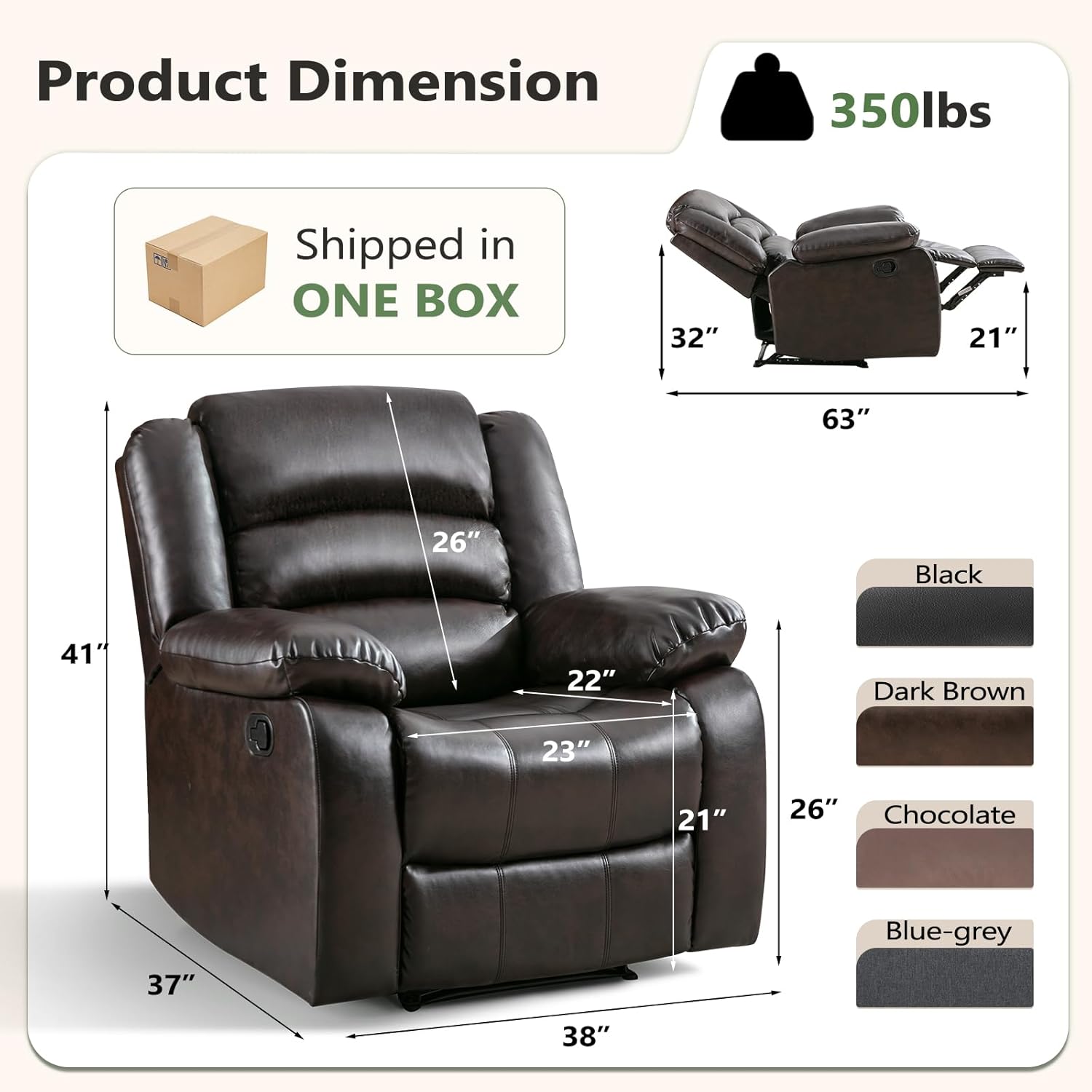 Manual Fabric Recliner Chair for Living Room