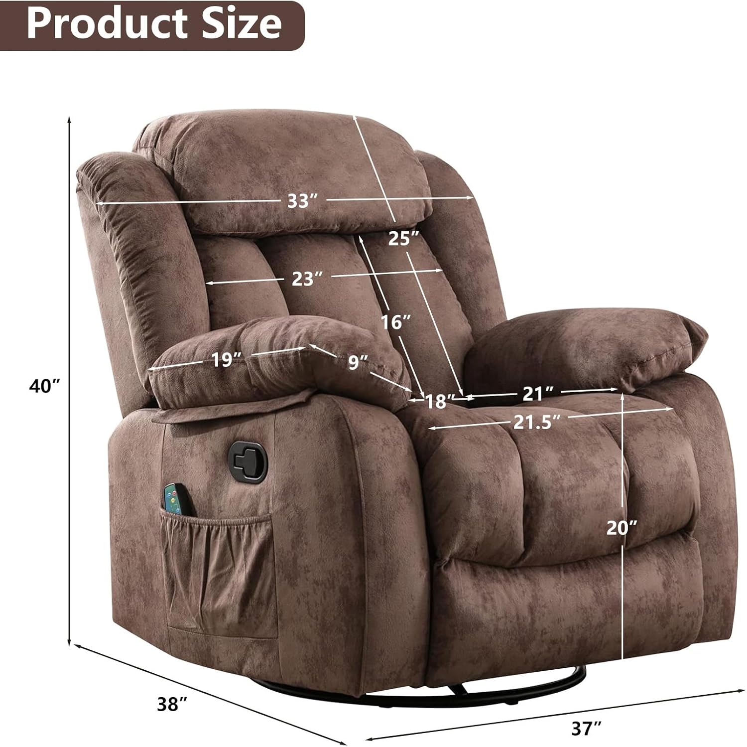 Massage Rocker Recliner Chair with Heat for Living Room
