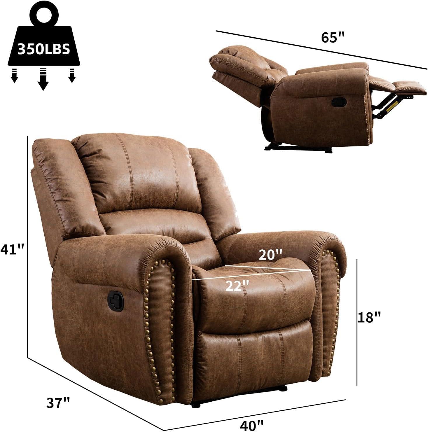 Classic Manual Recliner Chair with Padded Arms