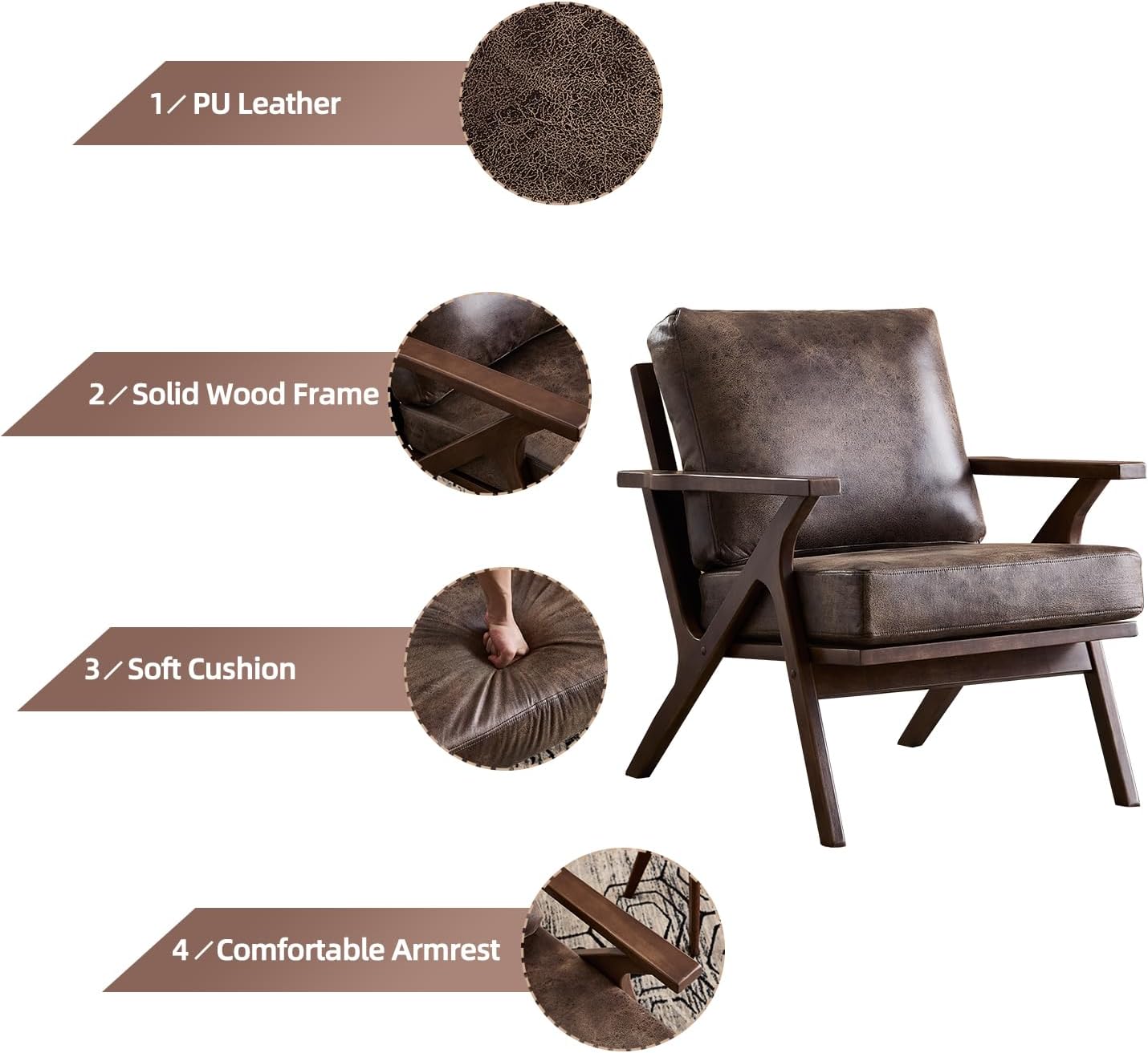 Foam Lounge Accent Chair Upholstered Chair for Living Room