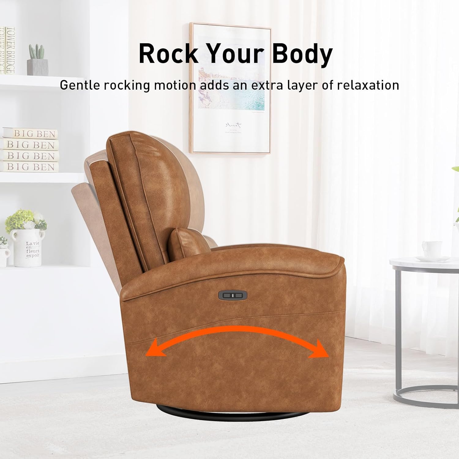 Power Swivel Glider Recliner Chair with USB for Living Room