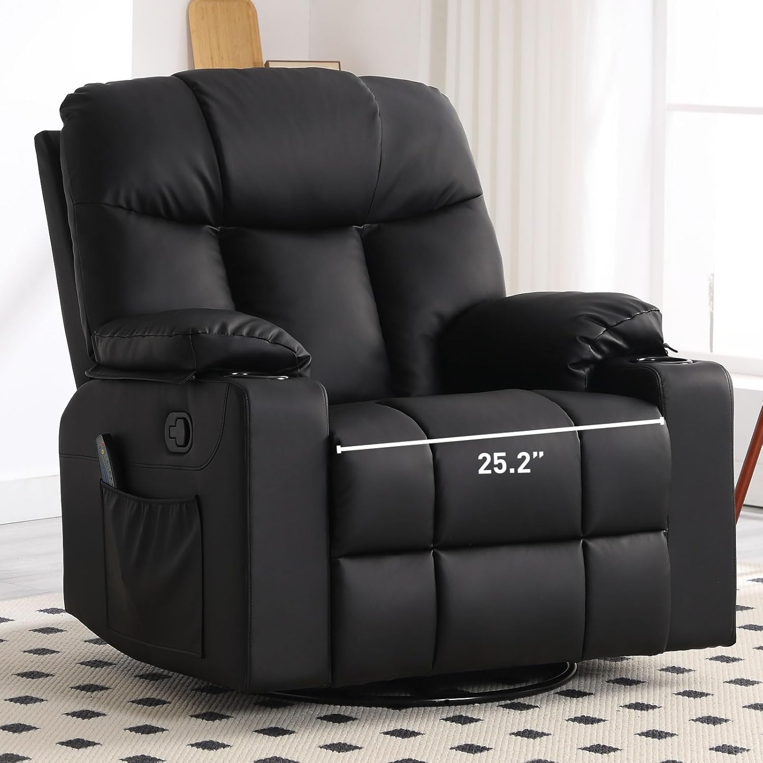 Oversized Swivel Rocker Recliner Chair with Massage and Heat for Living Room