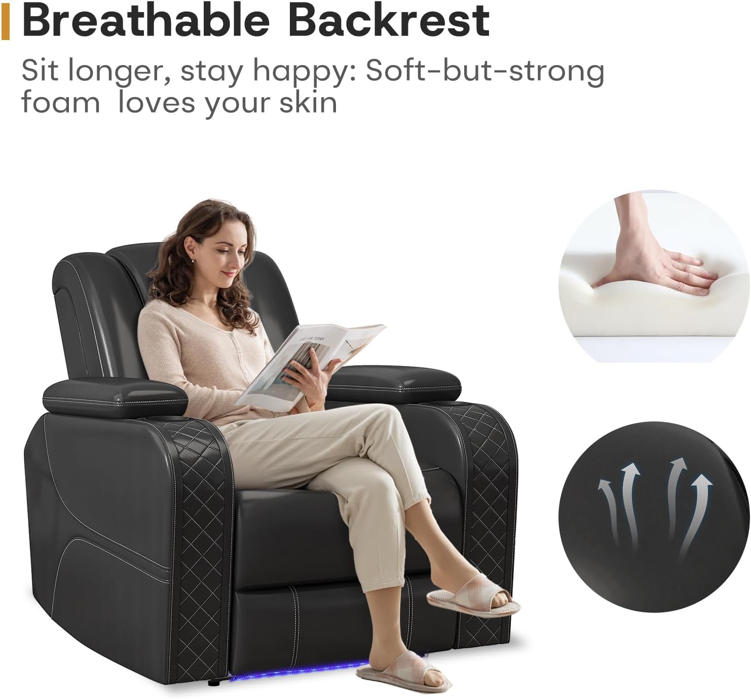 Power Recliner Chair with Adjustable Headrest for Living Room