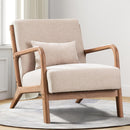 Mid Century Accent Chair with Cushion & Armrests -Beige