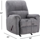 Manual Rocker Recliner Chair with Overstuffed Backrest - Grey