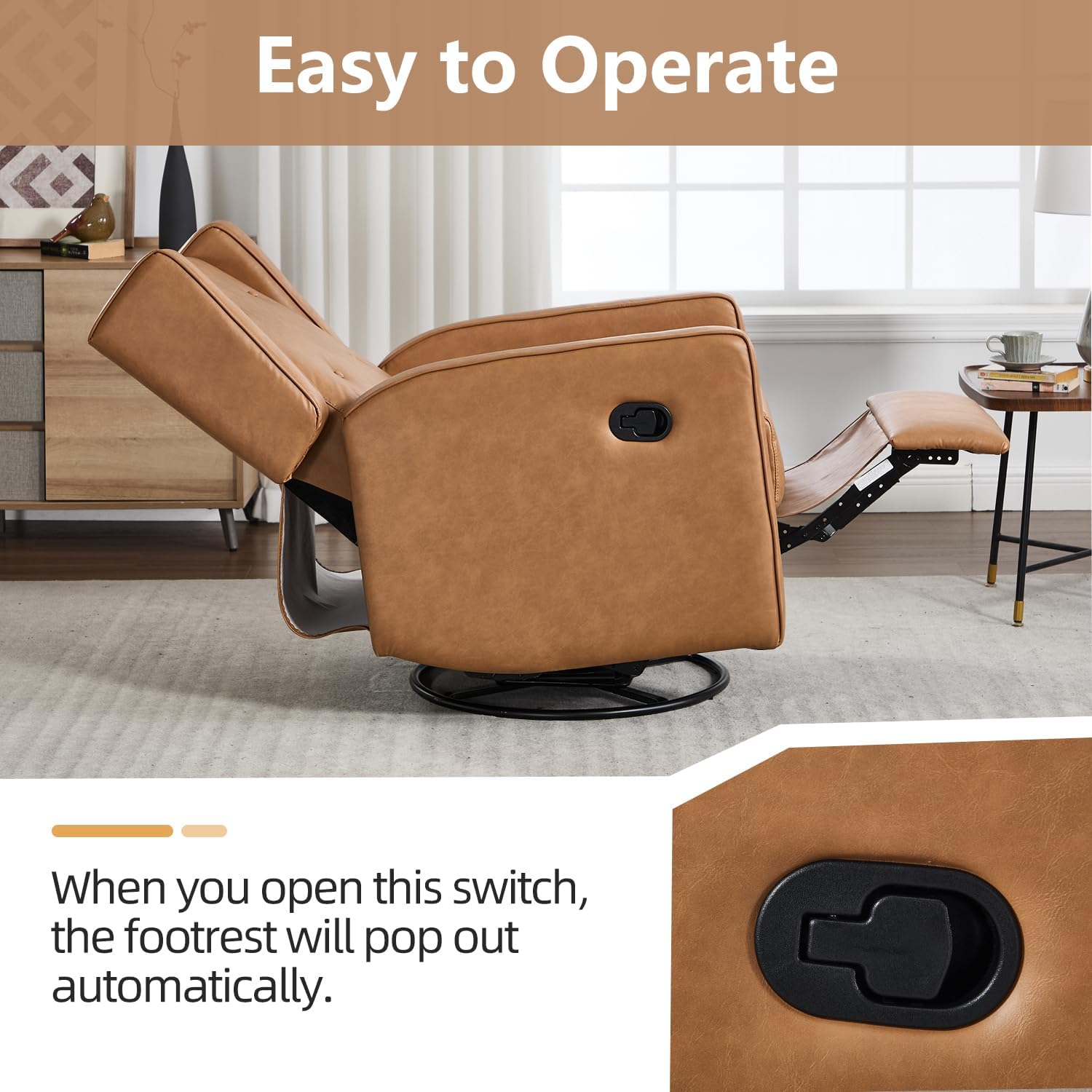 Manual Swivel Rocker Recliner Chair for Living Room