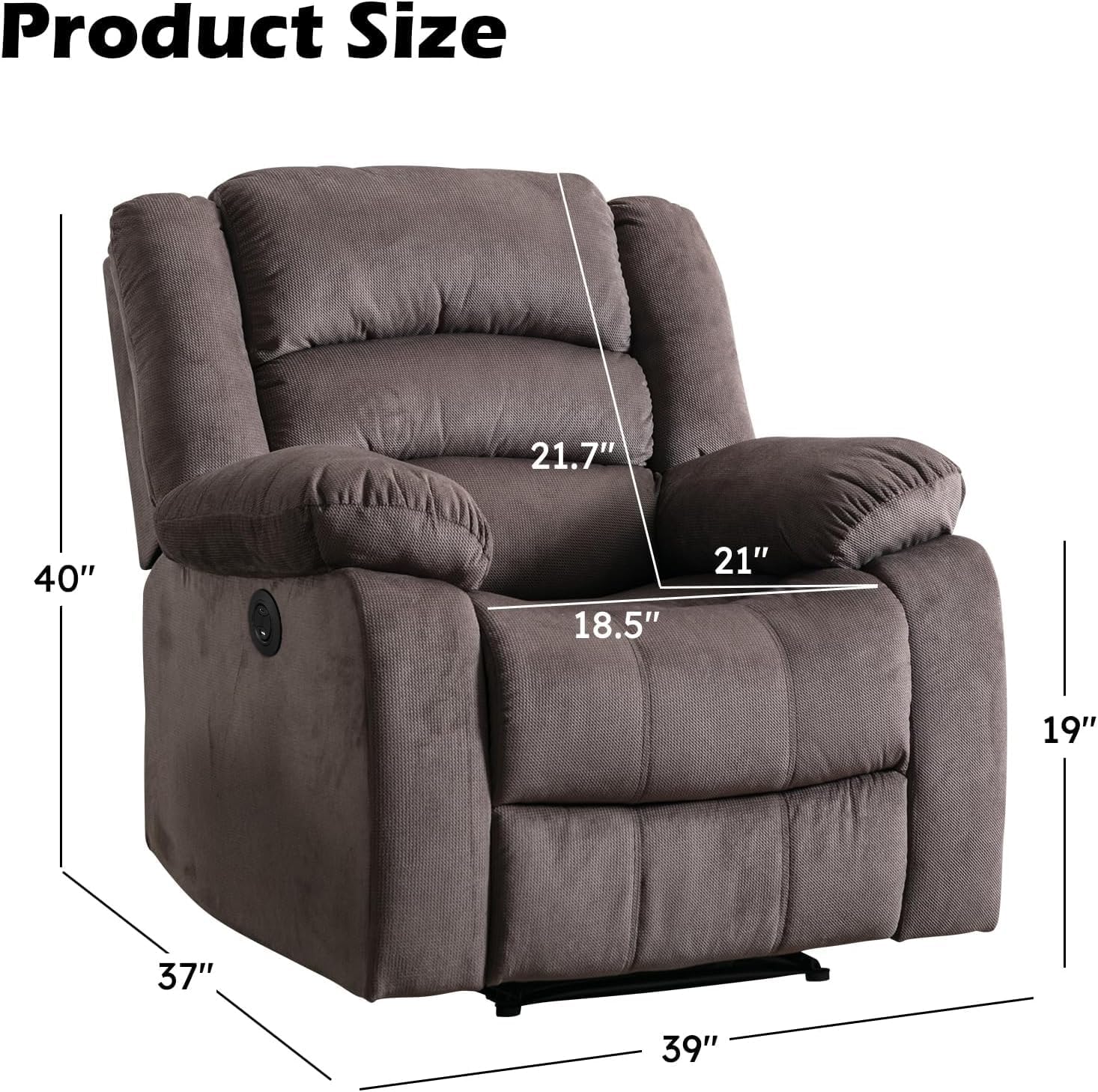 Oversized Power Recliner Chair with Head Support for Living Room