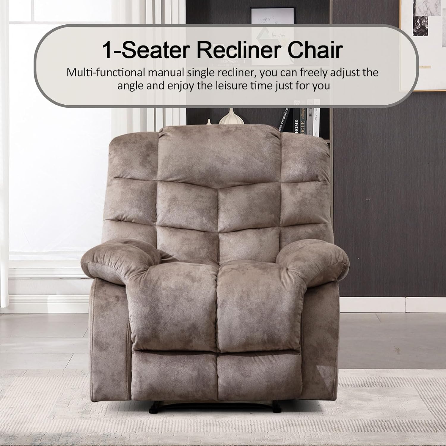 Single Recliner Sofa Chair with Manual Recline for Living Room
