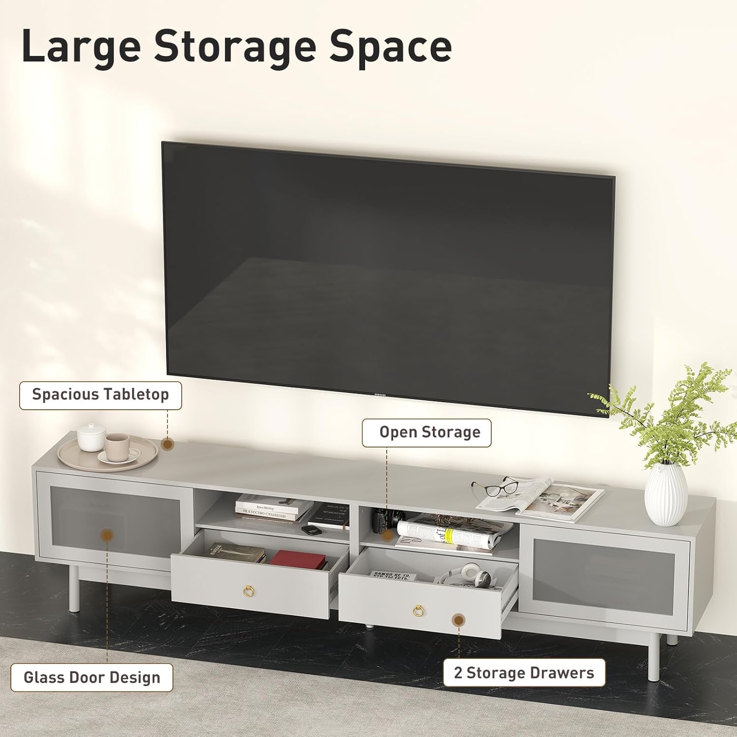 TV Stand with Storage for 80" TV – Modern Living Room