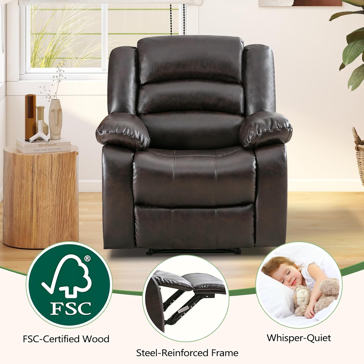 Manual Fabric Recliner Chair for Living Room