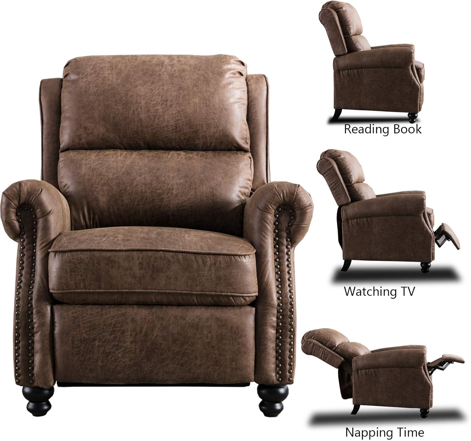 Pushback Recliner Armchair with Rivet for Living Room