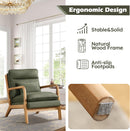 Mid-Century Linen Accent Chair with Lumbar Pillow - Green