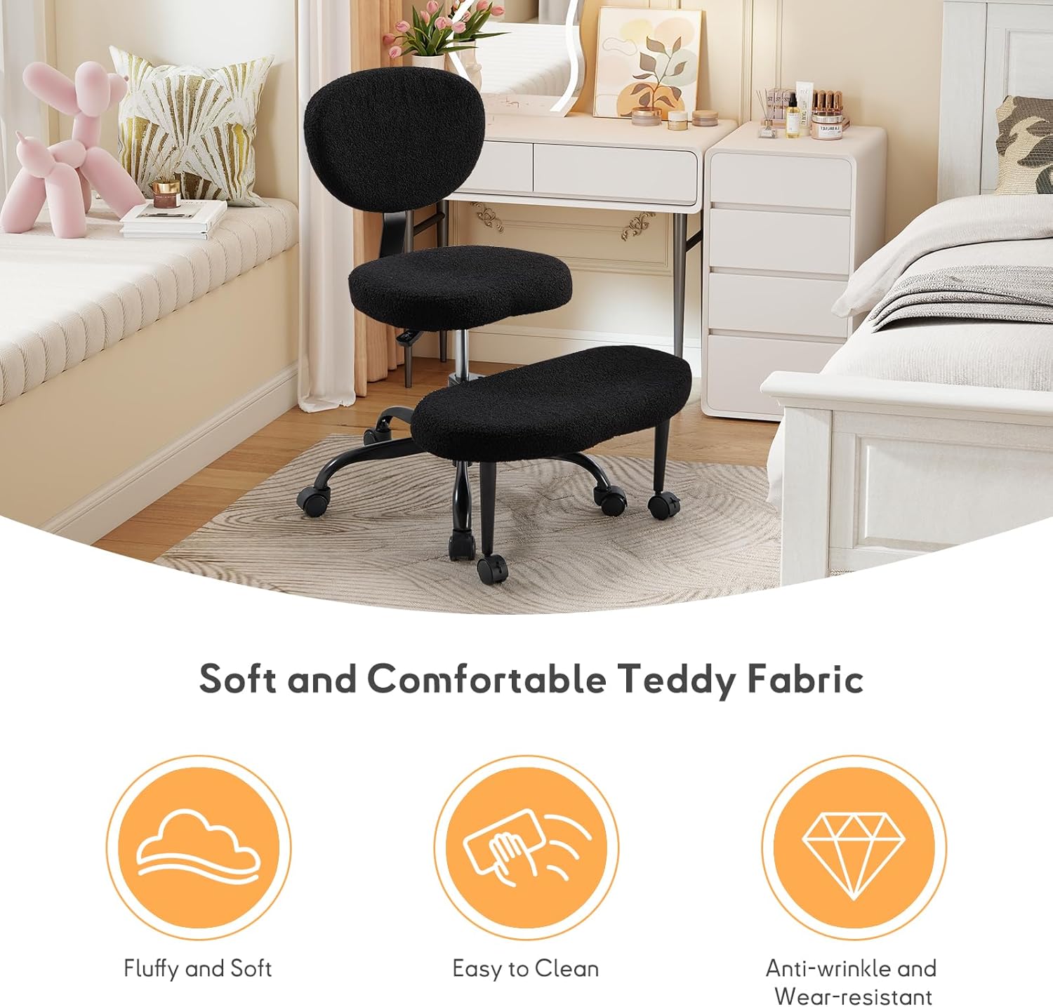 Ergonomic Cross-Legged Office Chair with 360° Swivel for Home Office