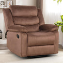 Manual Fabric Recliner Chair with Adjustable Backrest - Brown