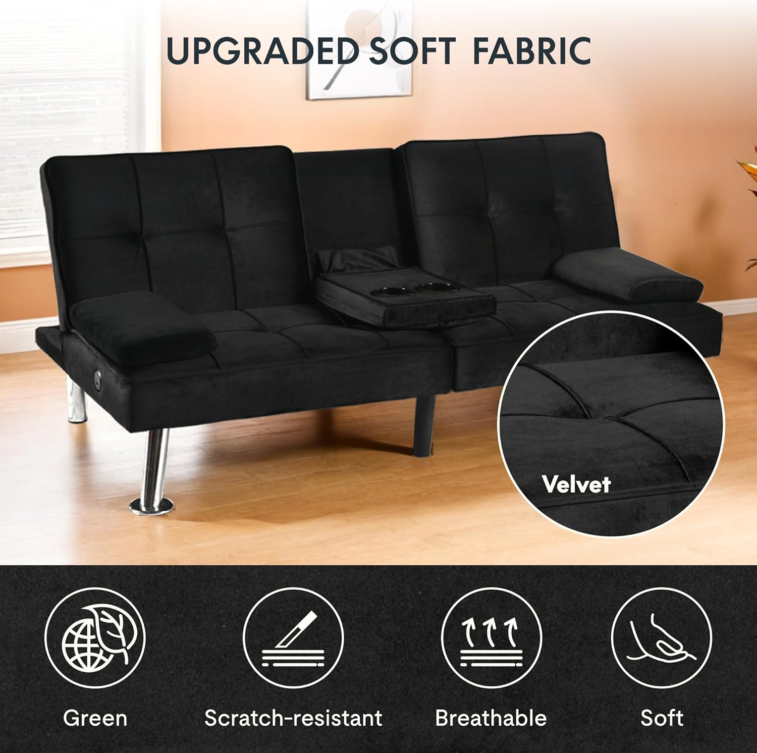 Adjustable Futon Sofa Bed for Living Room