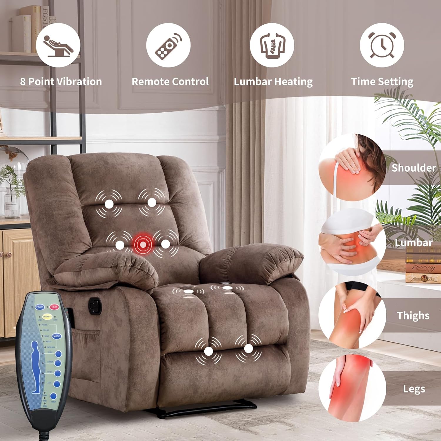 Massage Recliner Chair with Heat for Living Room