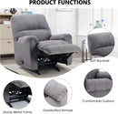 Manual Rocker Recliner Chair with Overstuffed Backrest - Grey