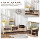 Modern TV Stand for 75" with Sliding Doors - Oak