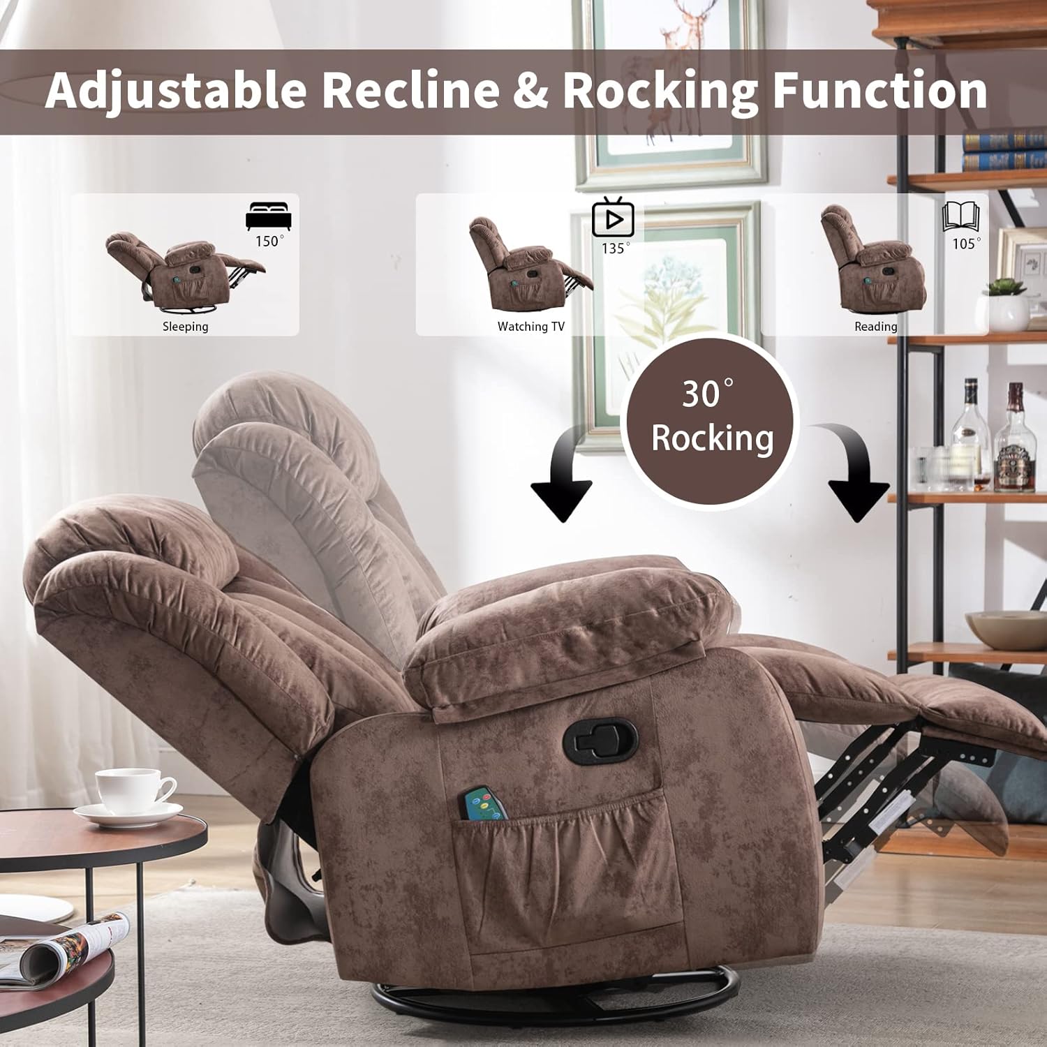 Massage Rocker Recliner Chair with Heat for Living Room