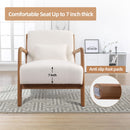 Mid-Century Lounge Chair with Lamb Wool Fabric - White