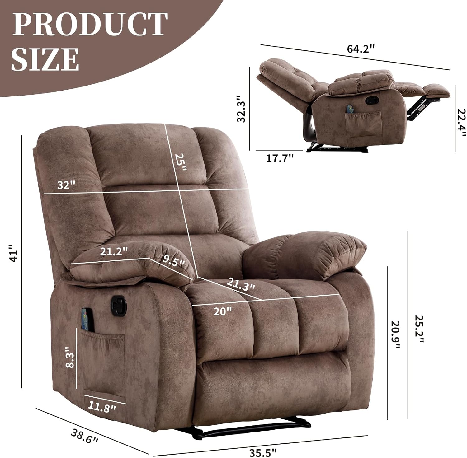 Massage Recliner Chair with Heat for Living Room