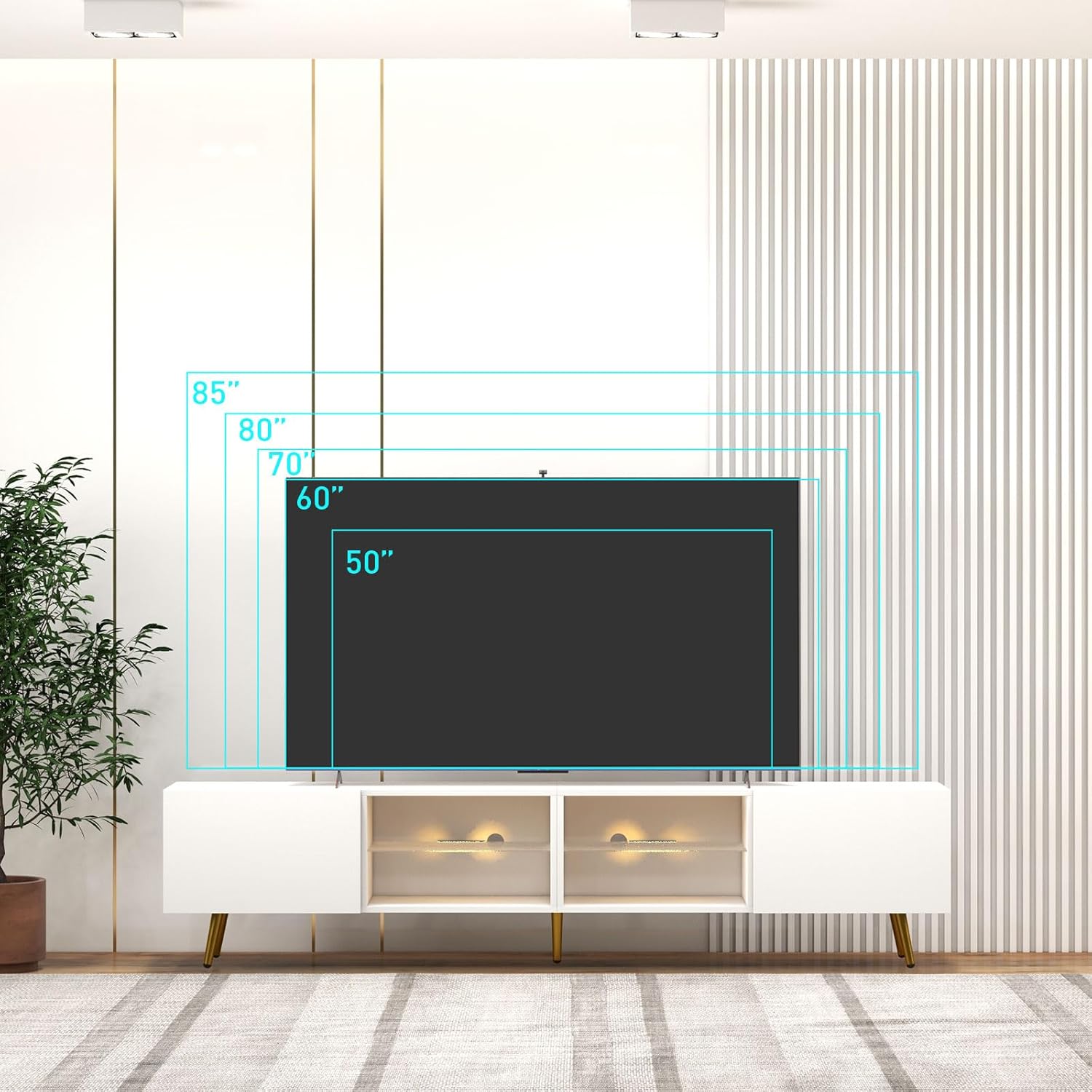 Modern LED TV Stand with Storage for Living Room