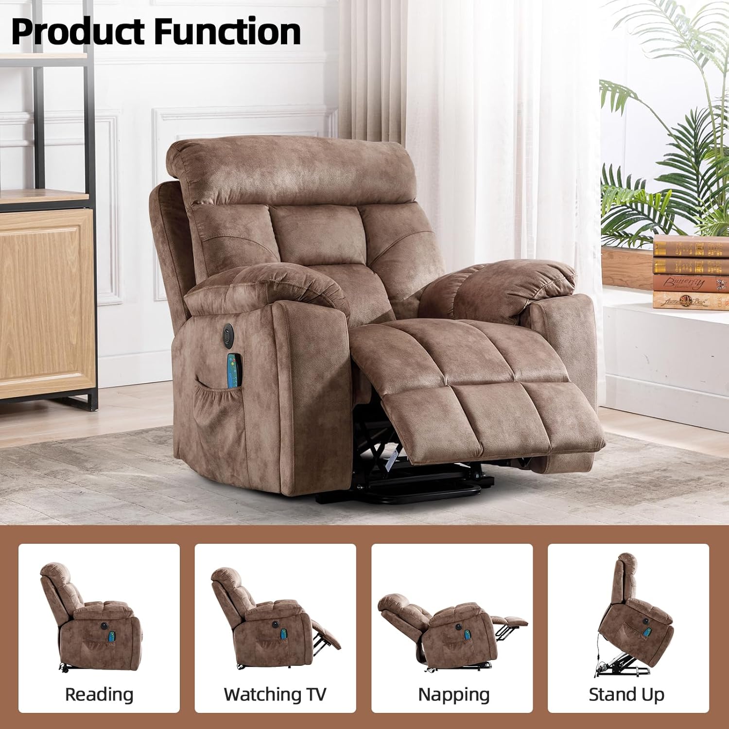 Power Lift Recliner Chair with Massage and Heat for Living Room